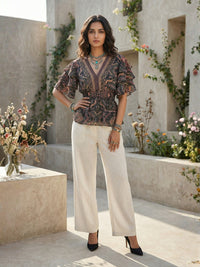 Maelira twilight vine boho peplum top