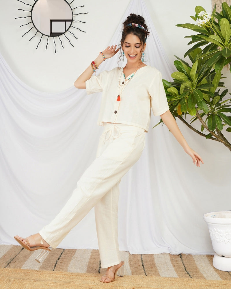 Nerissa vanilla mist cotton co-ord set