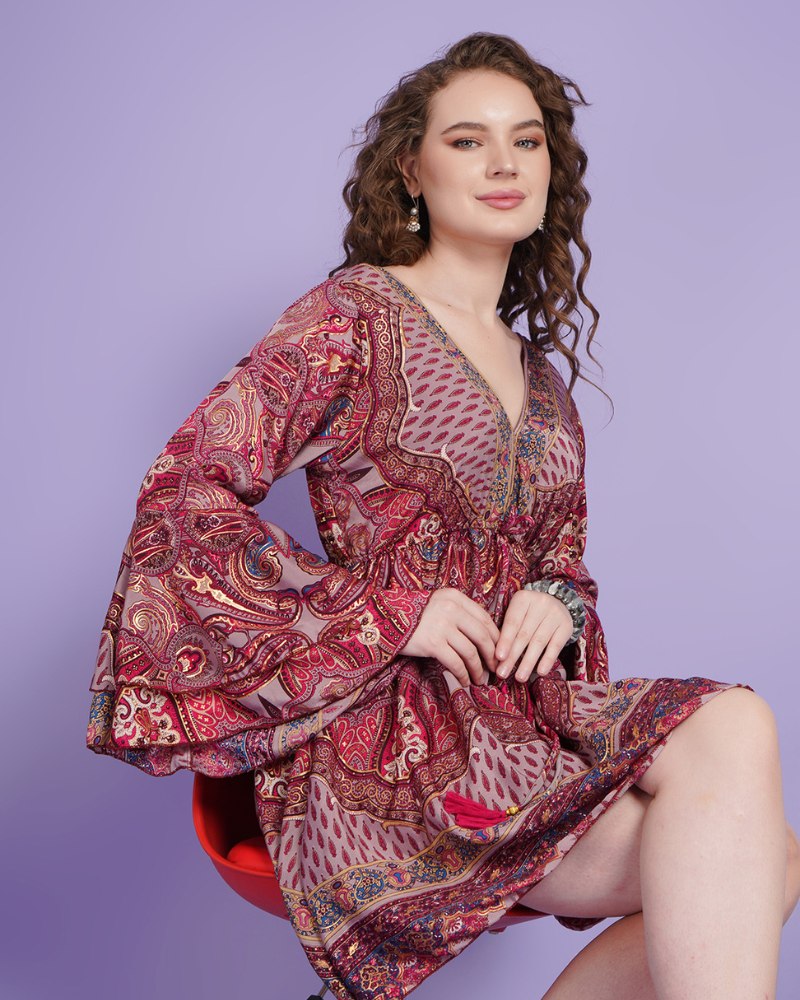 Blossom haze paisley short dress