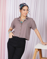 Elowen sandstone cuban collar cotton top