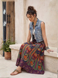 Peacock trail bohemian skirt