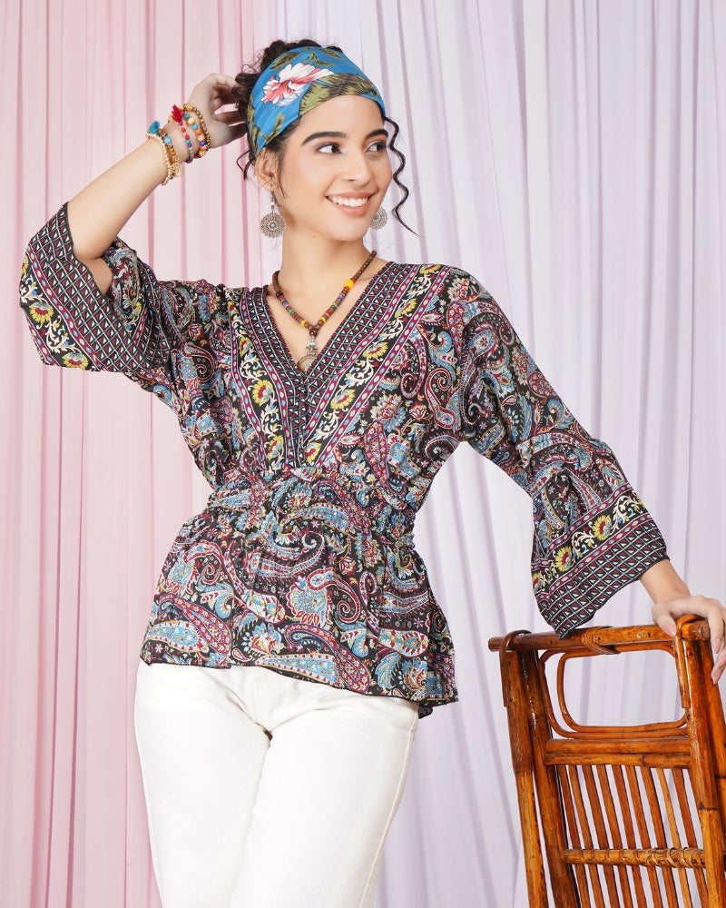 Marella midnight berry peplum top