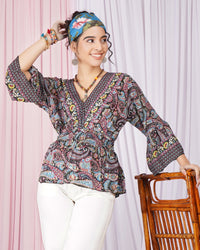 Marella midnight berry peplum top