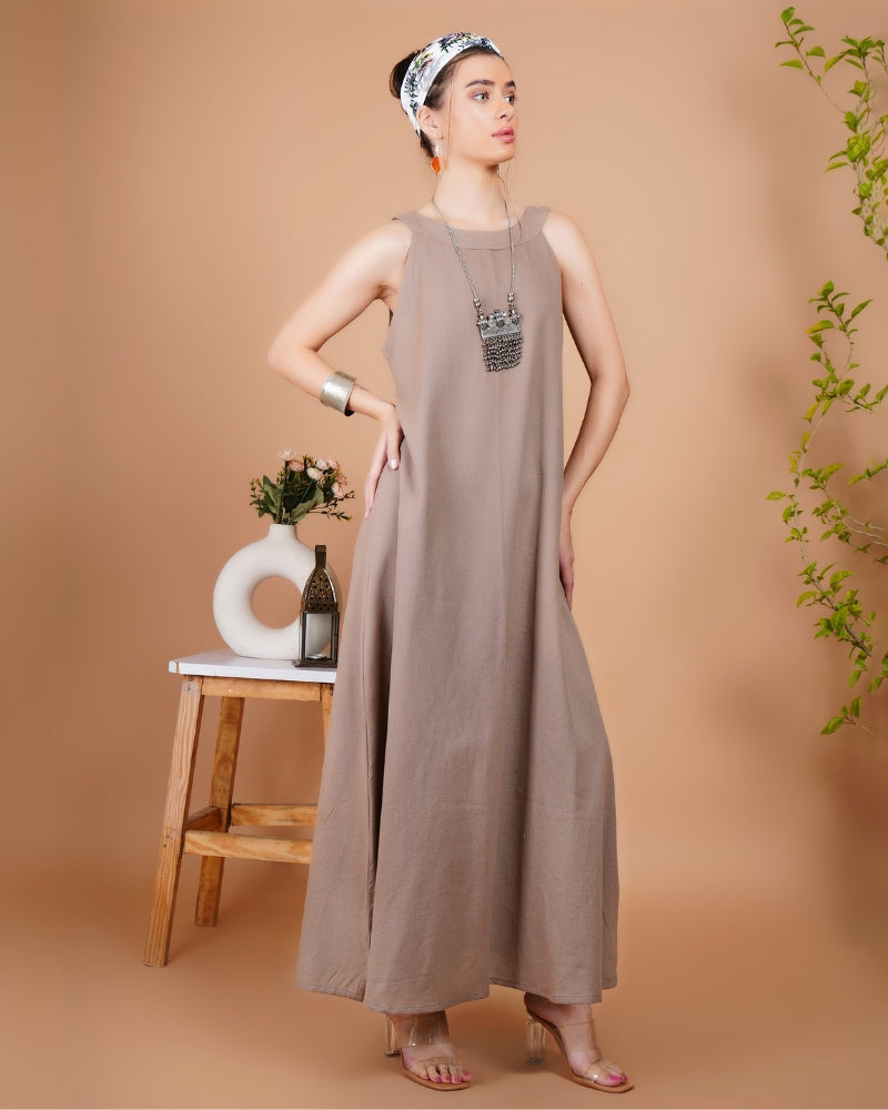 Nomadic beige khadi maxi dress