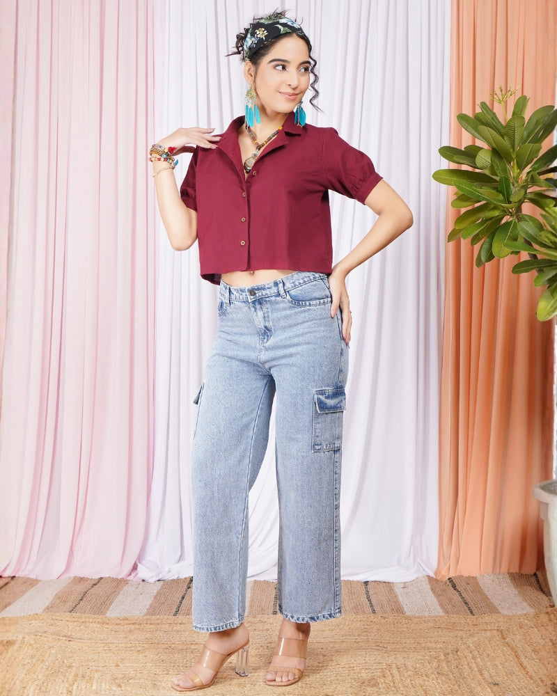 Marcelline wild-berry cotton top