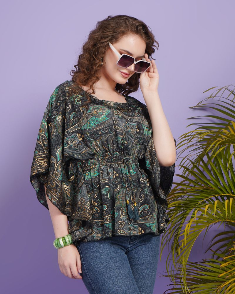 Green mirage kaftan top