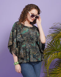 Green mirage kaftan top