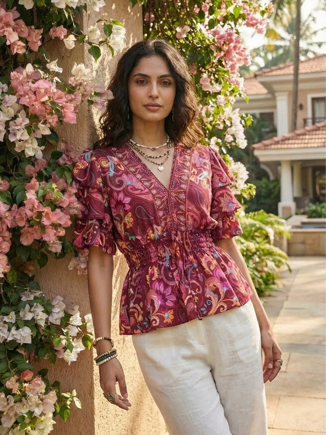 Aveline mulberry aura peplum top