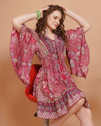 Paisley pop charm short dress