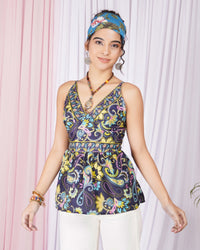 Seraphine midnight paisley spaghetti top
