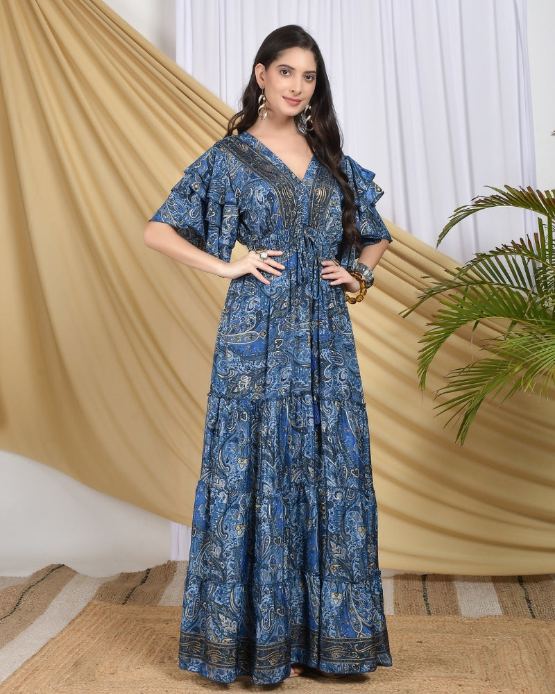 Selina midnight glow tiered maxi dress