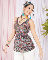 Selene night paisley spaghetti top