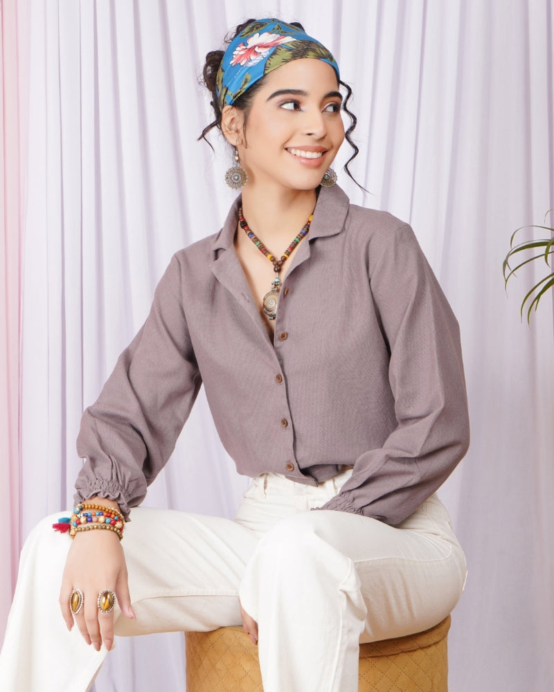 Mirelle mauve-twist boho cotton top