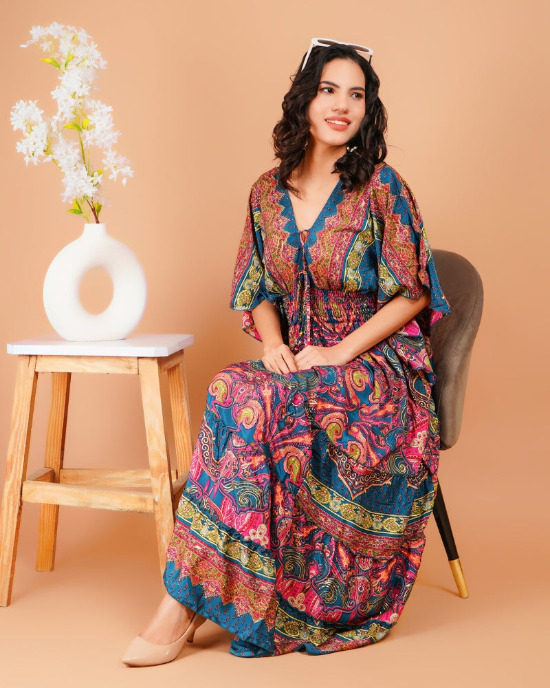 Tropical vibes with paisley dreams maxi dress