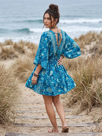 Marielle blue lagoon boho mini dress