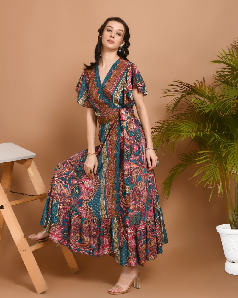 Naomi boheme wrap maxi dress