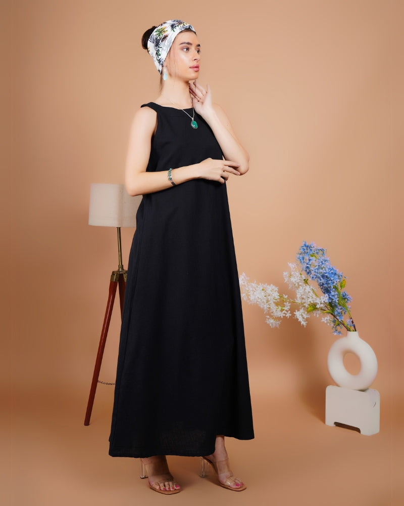 Black mirage khadi maxi dress