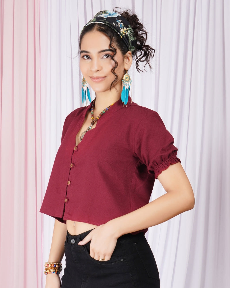 Seren winewood button down top