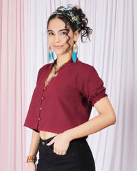 Seren winewood button down top