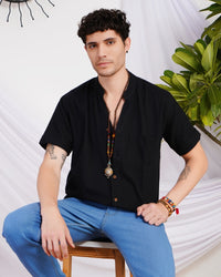 Ryker midnight ember mandarin cotton shirt
