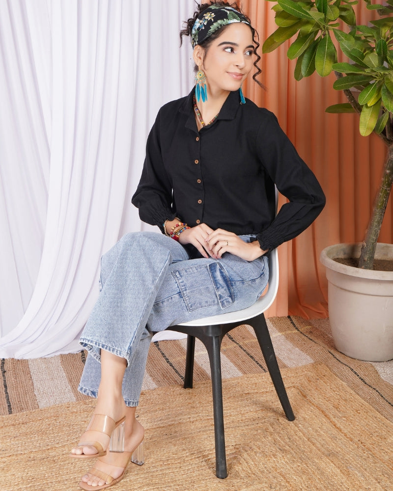 Selene eclipse drawstring cotton top