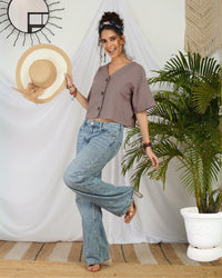 Vivienne smoky mauve boho top