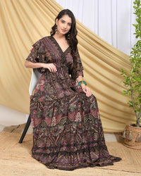 Isla plum mirage tiered maxi dress