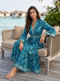 Blue riviera bohemian maxi dress