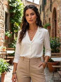 Mireya pearl lapel shirt
