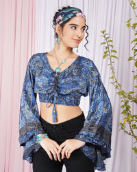 Aveline indigo ruched top