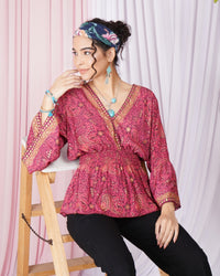 Marisela berry-bloom peplum top