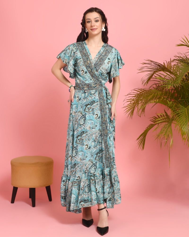Marina paisley wrap maxi dress