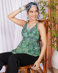 Marisela emerald garden spaghetti top