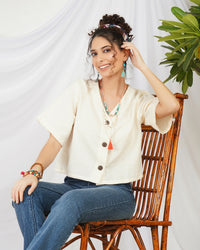 Odette pearl bohemian crop top