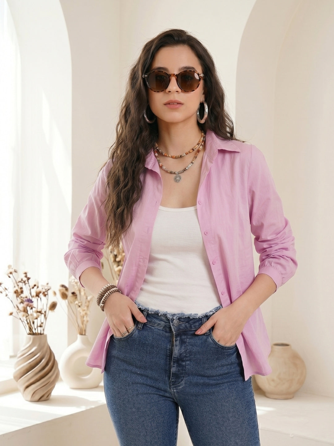 Seraphina lilac mist cotton shirt