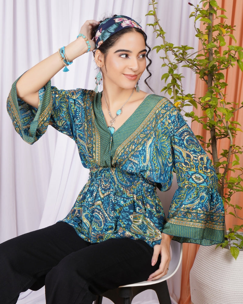 Mariel ocean muse peplum top