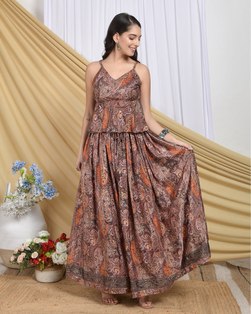 Lyra boho skirt and top co-ord set