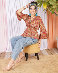 Marchelle ember bloom peplum top