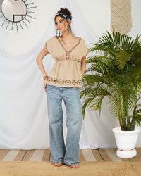 Aveline sandstone boho cotton top