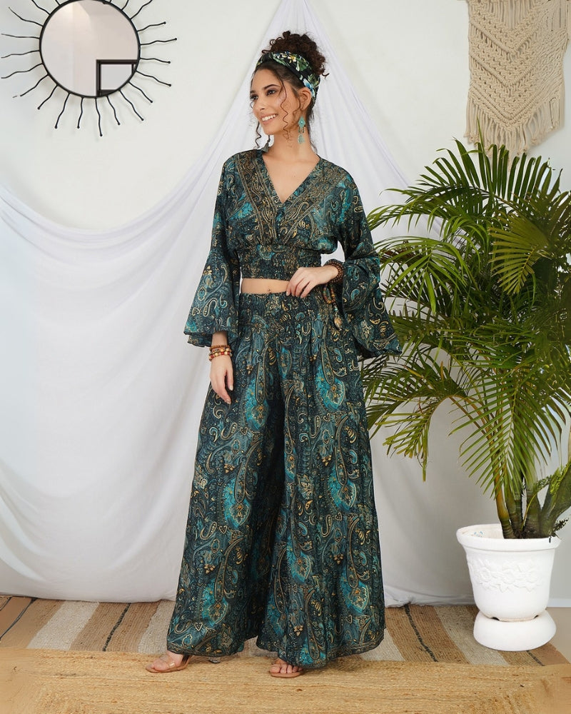 Amira ocean whirl palazzo co-ord set