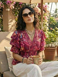 Aveline mulberry aura peplum top