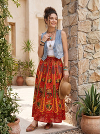 Paprika parade boho maxi skirt