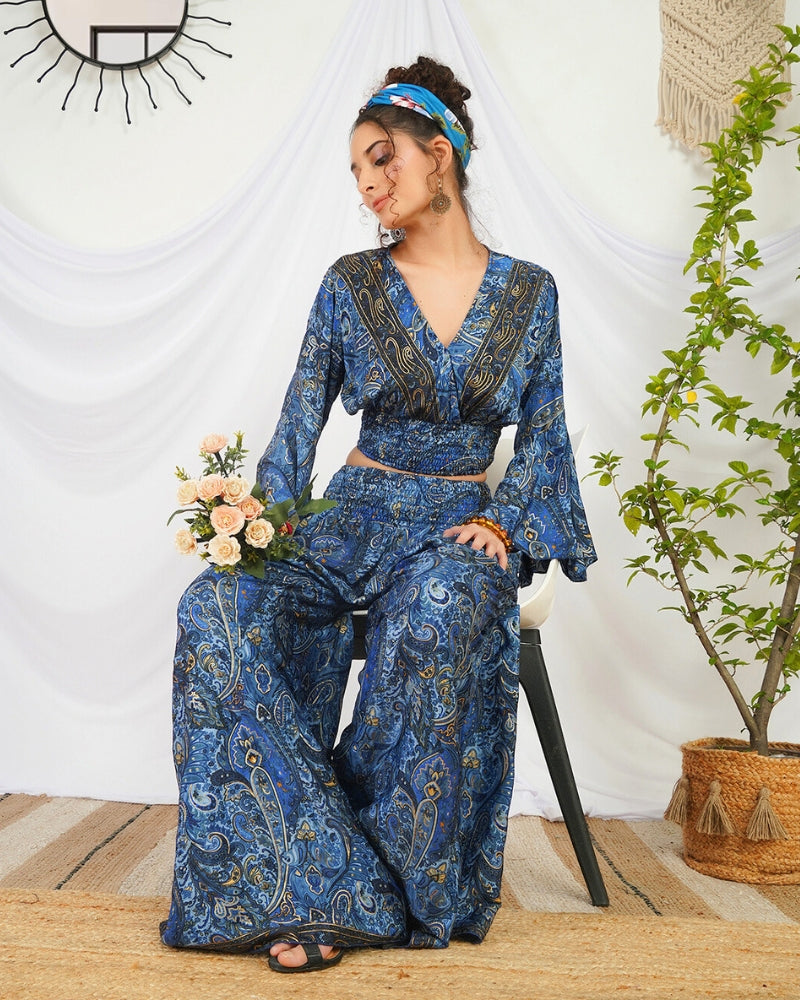 Sapphire glow palazzo co-ord set