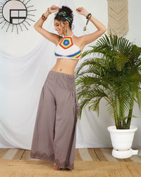 Mauve mist cotton palazzo pants