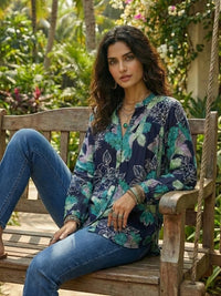 Virelle night bloom oversize bohemian shirt