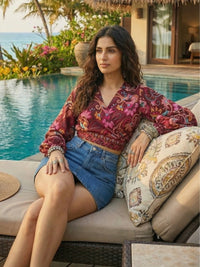 Maribel berry bloom wrap boho top