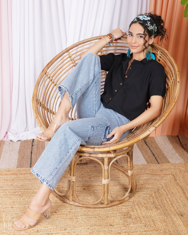 Sienna noir boho cotton top