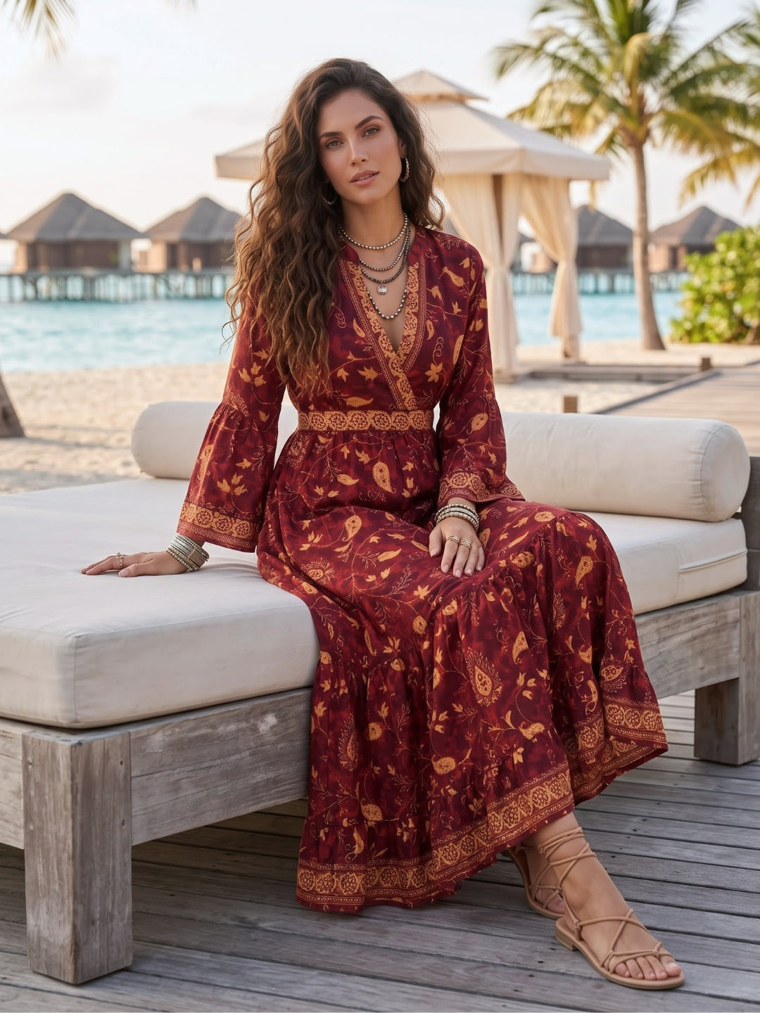 Mulberry merlot boho maxi dress