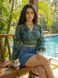 Vireya ocean bloom boho wrap top