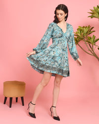 Lyra Ice gold paisley mini dress